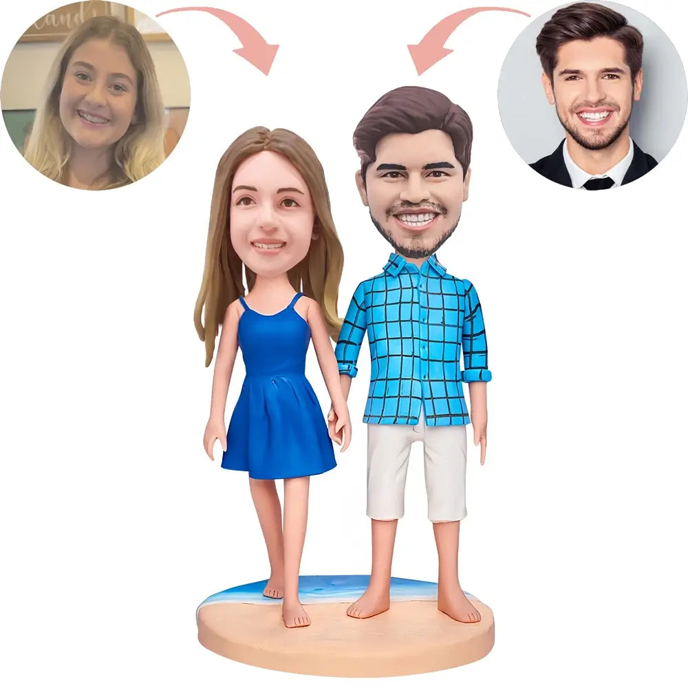 Custom Couple On Honeymoon On The Beach Bobblehead