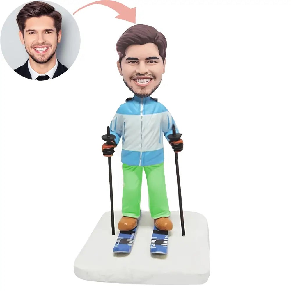 Custom Energetic Ski Lover Bobblehead