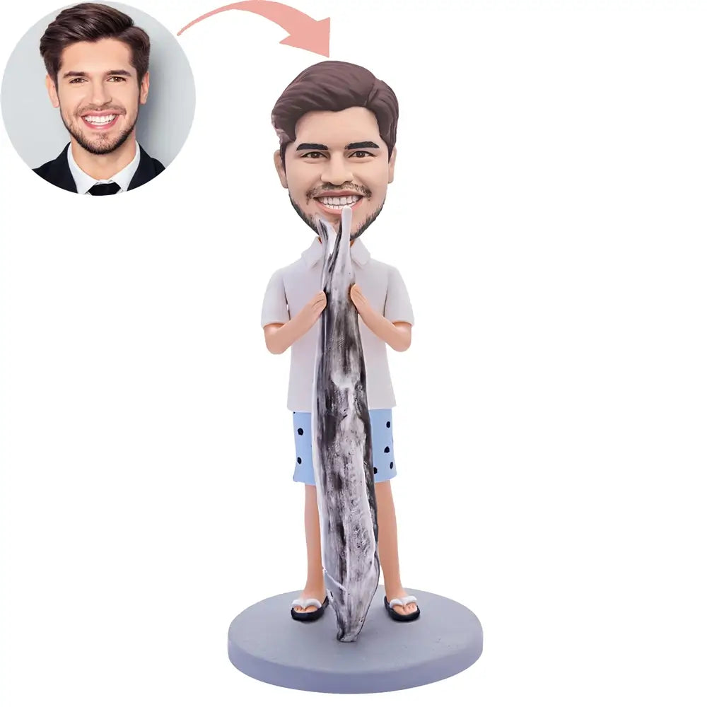 Custom Excited Fishing Lover Bobblehead