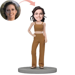 Custom Fashion Lady In Suspender Suit Bobblehead