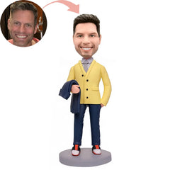 Custom Fashion Man Holding Clothes Bobblehead