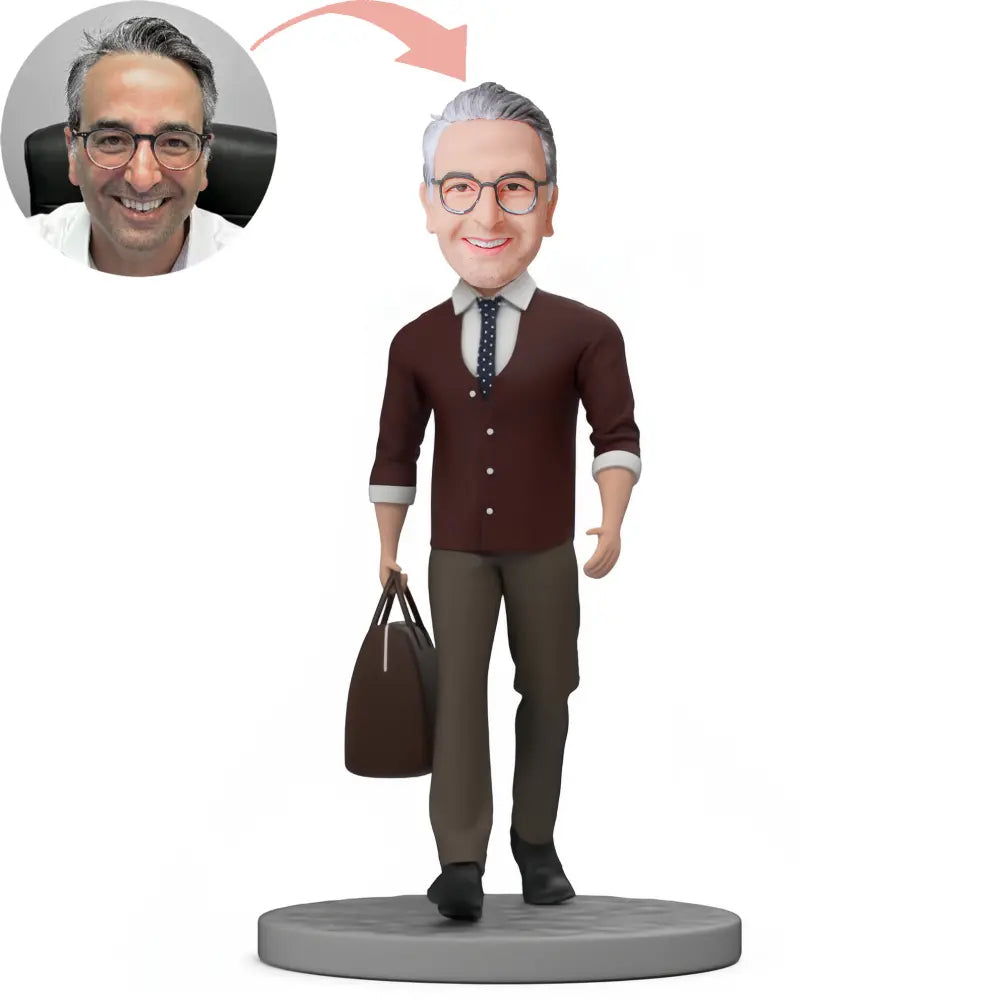 Custom Fashionable Man Holding Bag Bobblehead