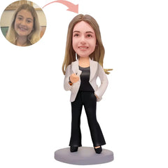 Custom Female Business Elites Holding Phone Bobblehead