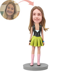 Custom Female Wearing Green Dress Bobblehead