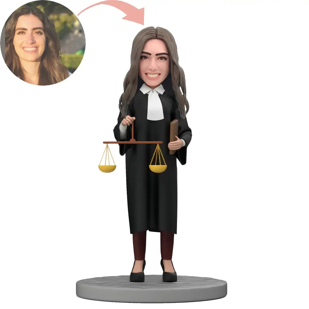 Custom Female lawyer holding the scale Bobblehead