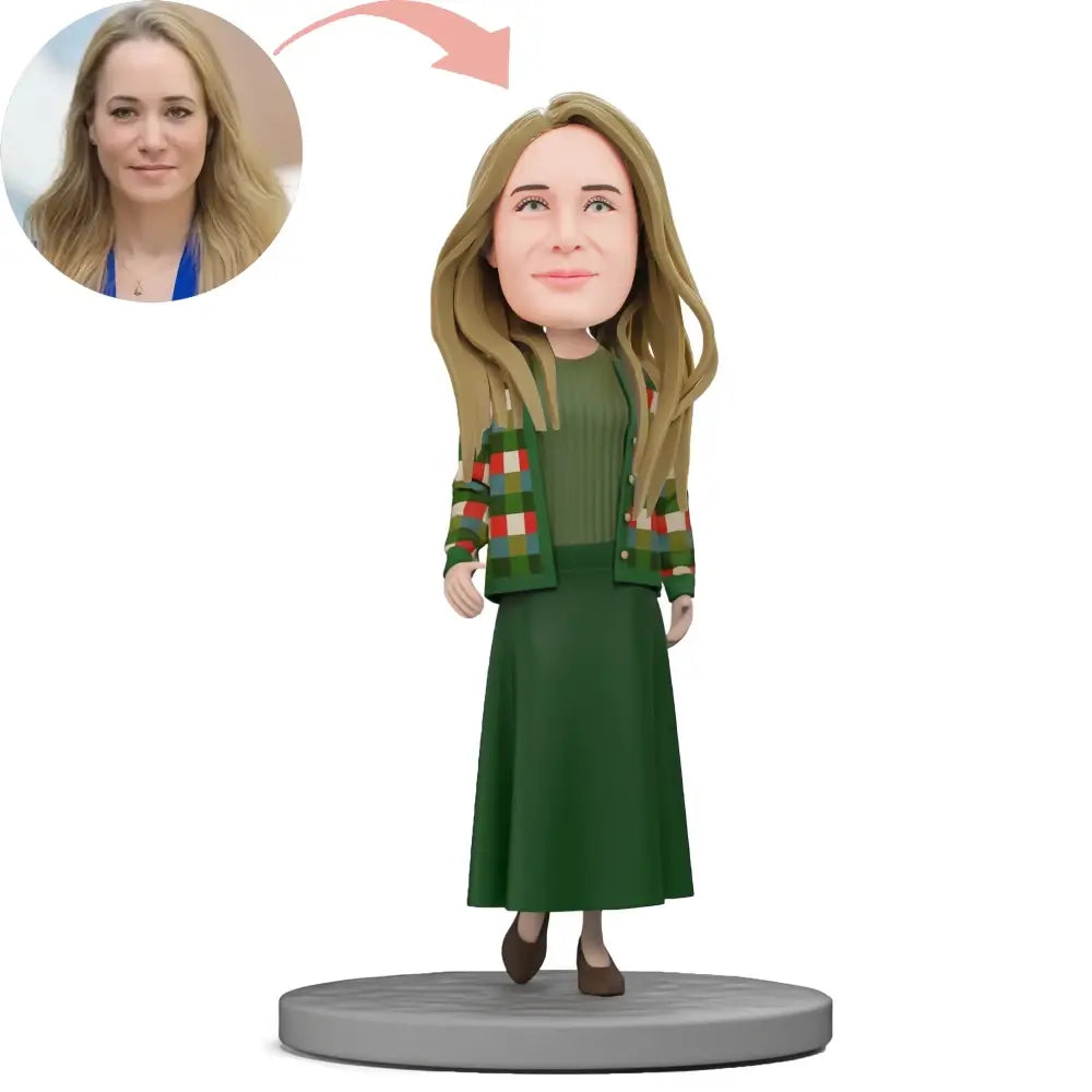 Custom Green Skirt Suit Bobblehead