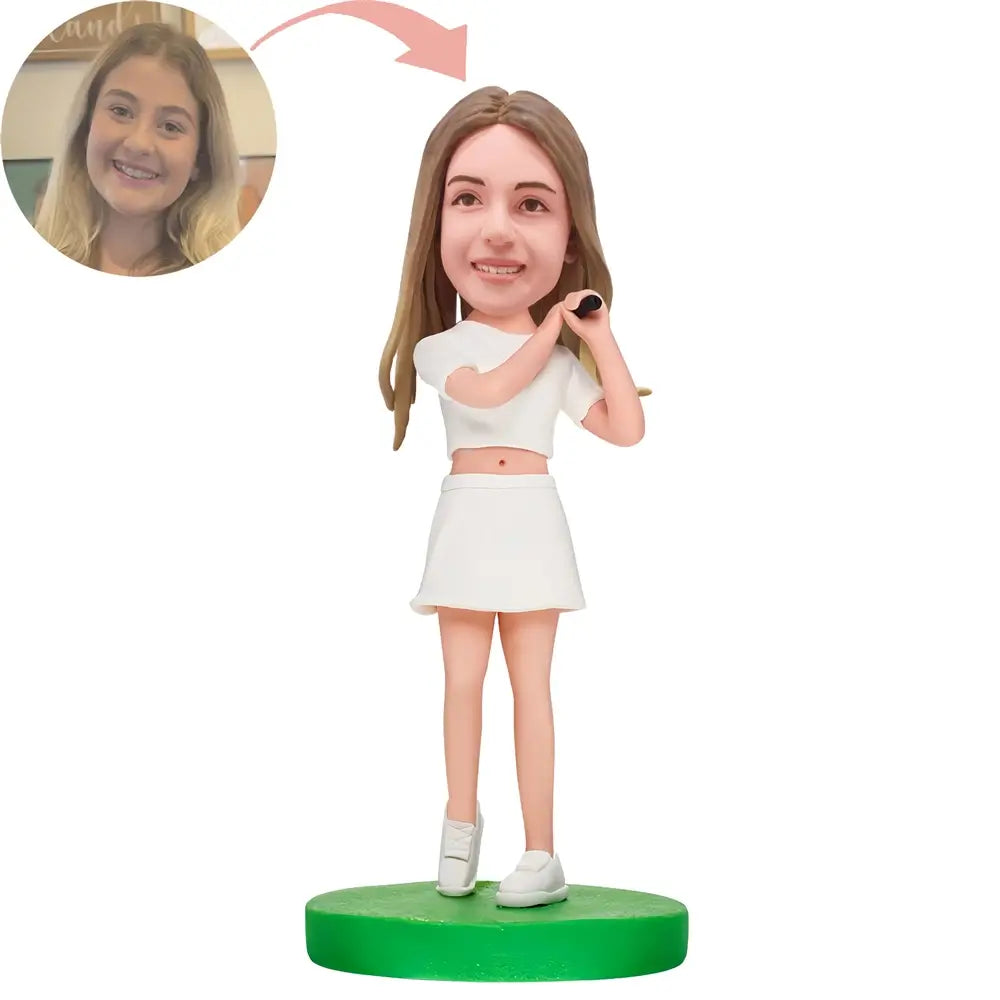 Custom Happy Golfing Lady Lover Bobblehead