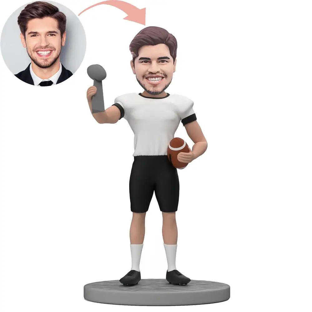 Custom Happy Rugby Player Bobblehead