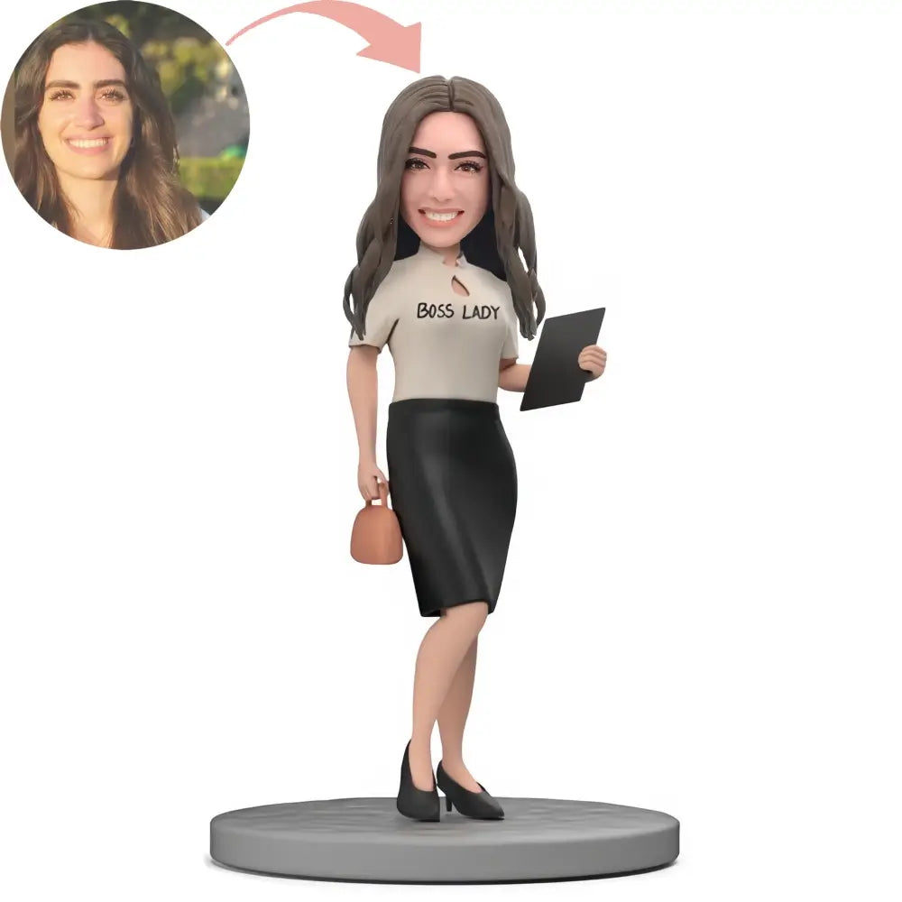 Custom In White Blouse And Skirt Female Boss Bobblehead