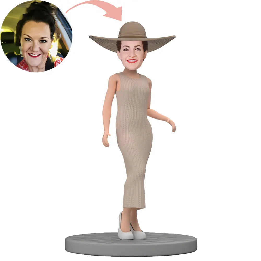 Custom Lady In A Long White Dress Bobblehead