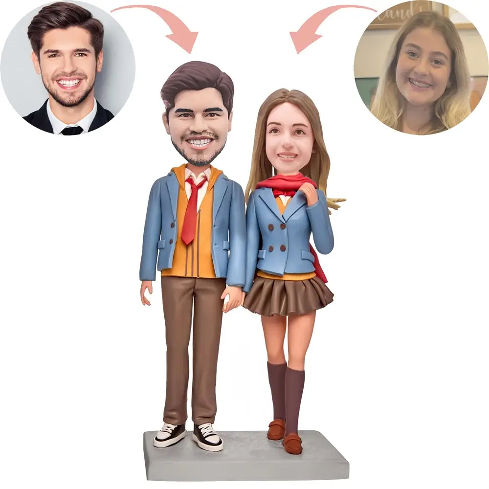 Custom Lovers In Matching Outfits Bobblehead