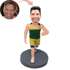 Custom Male Athlete Running Happy Bobblehead