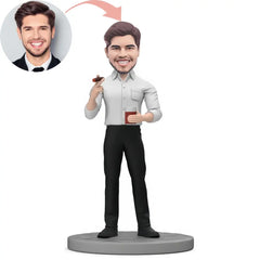 Custom Male Boss Hold Wine in Hand Bobblehead