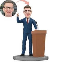 Custom Male Boss Speak on the Podium Bobblehead