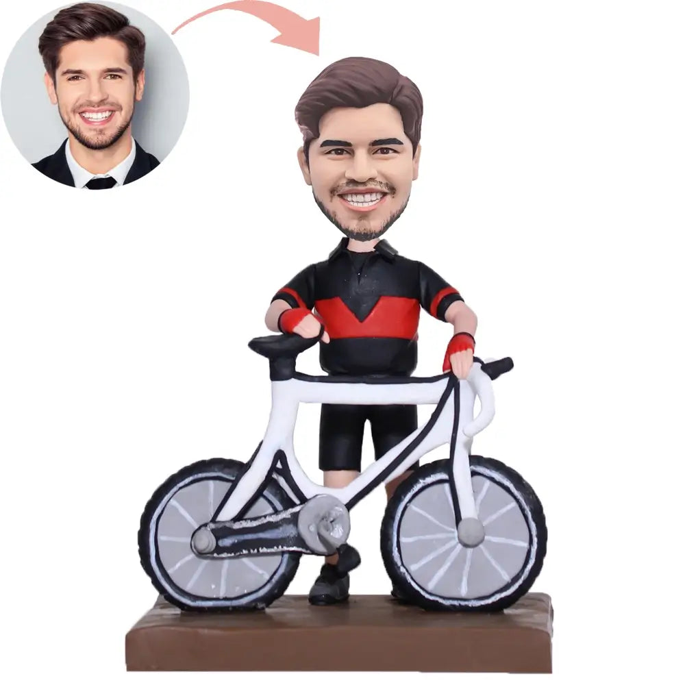 Custom Man Leaning On Bicycle Bobblehead