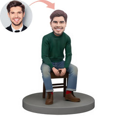 Custom Man Sitting On Stool Bobblehead