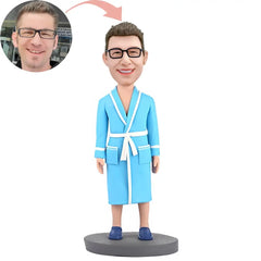 Custom Modern Man In Blue Pajama Bobblehead