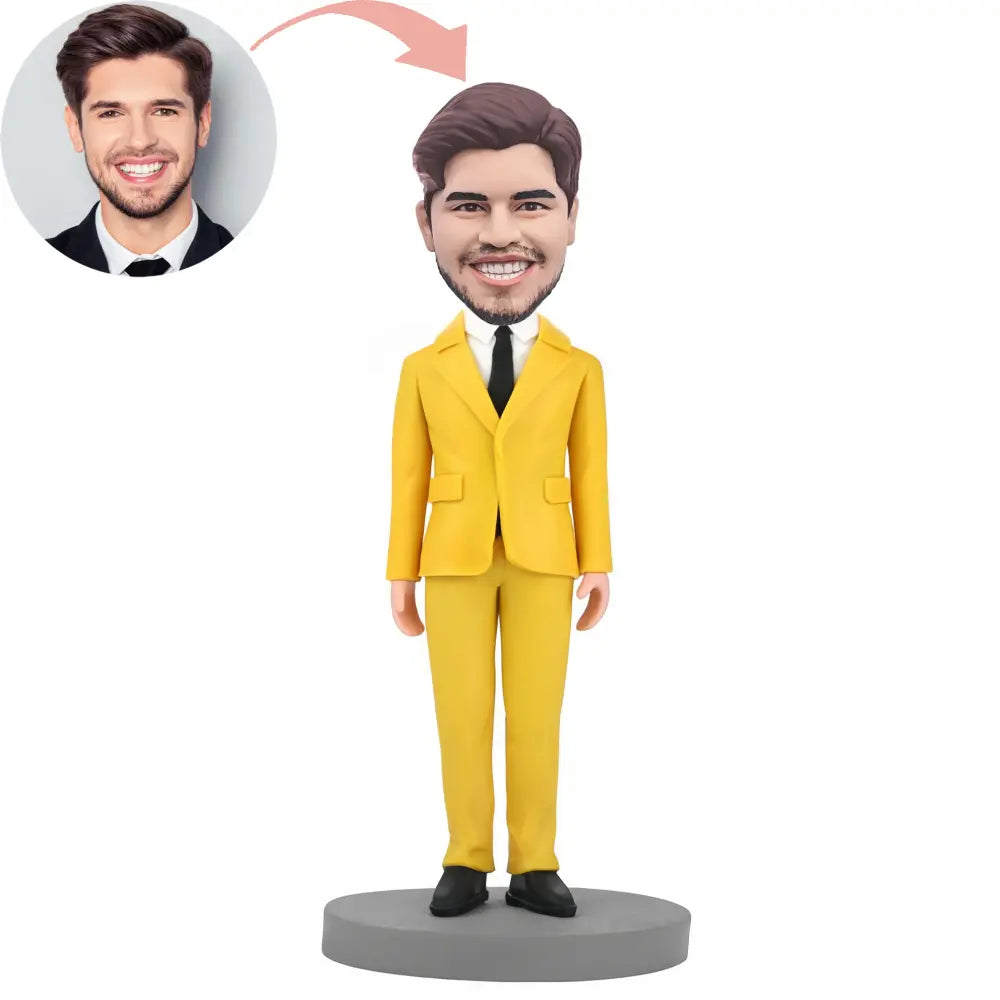 Custom Modern Man In Yellow Suit Bobblehead