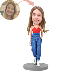 Custom Modern Woman Walking Bobblehead