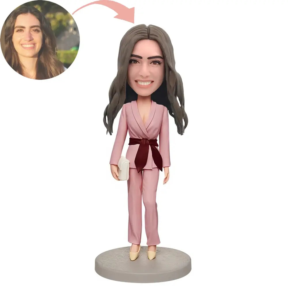 Custom Pink Suit Office Lady Bobblehead