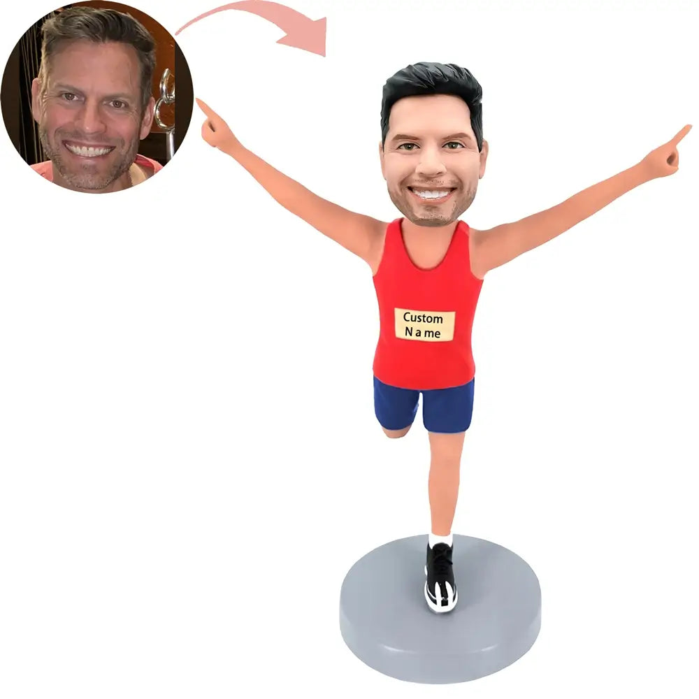 Custom Runner With His Hands Up Bobblehead