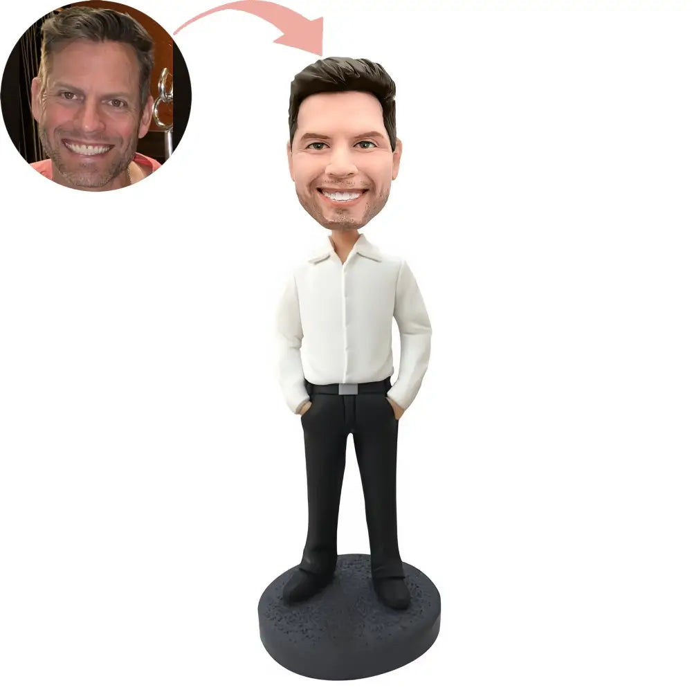 Custom Slender Business Casual Male Bobblehead