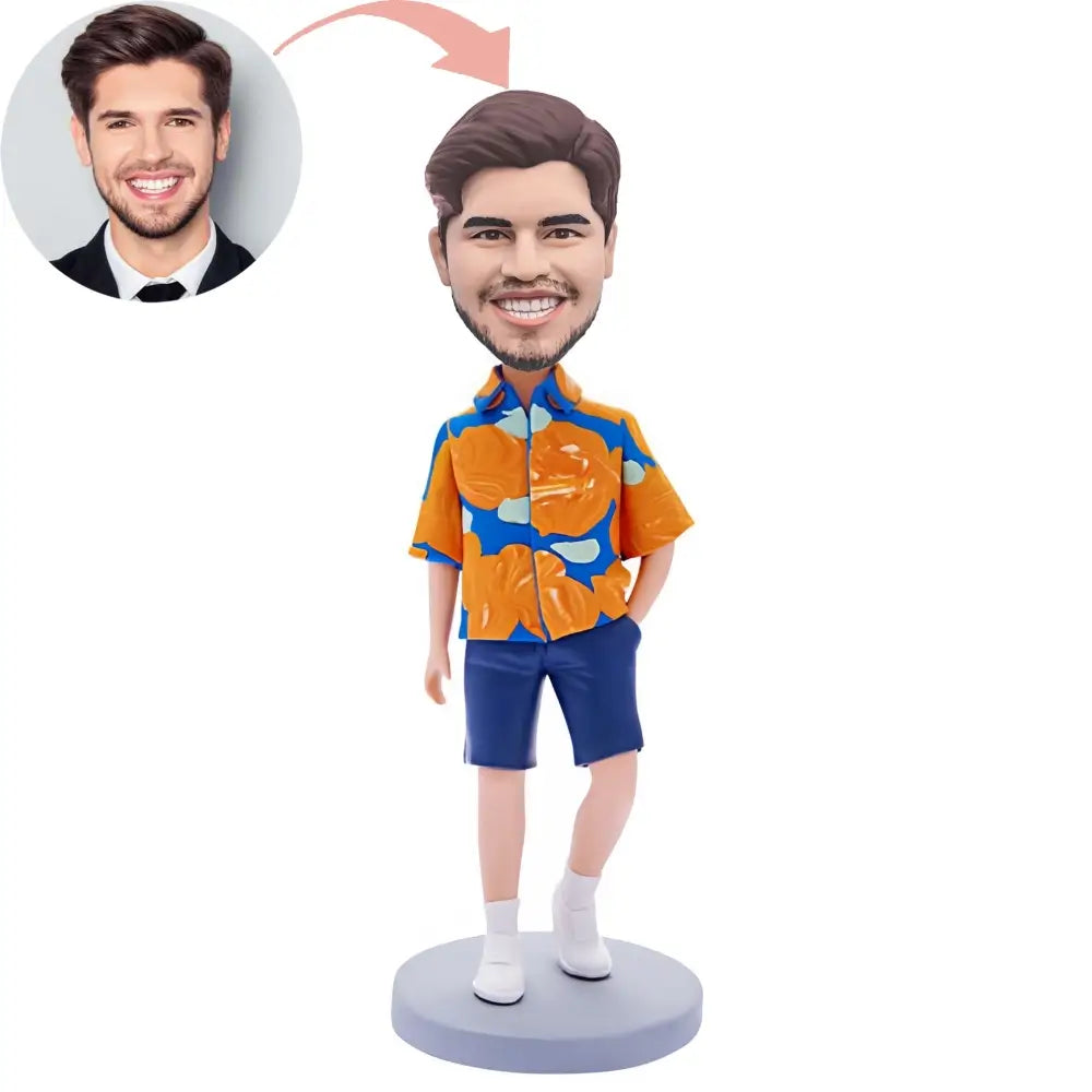 Custom Stylish Man in A Hawaiian Shirt Bobblehead