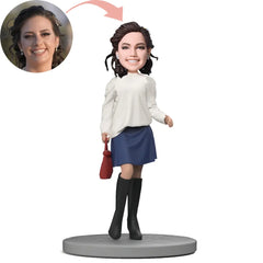 Custom White Sweater And Boots Bobblehead