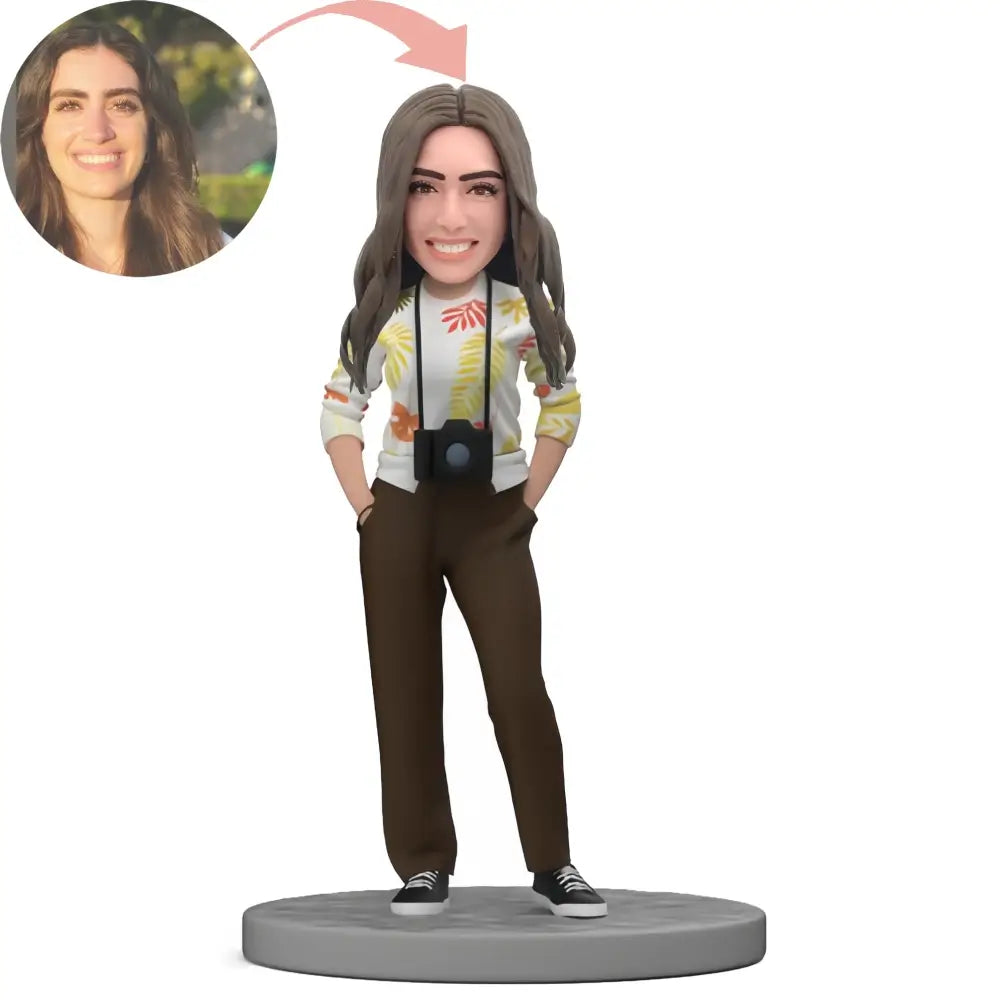 Custom Women with Camera Bobblehead