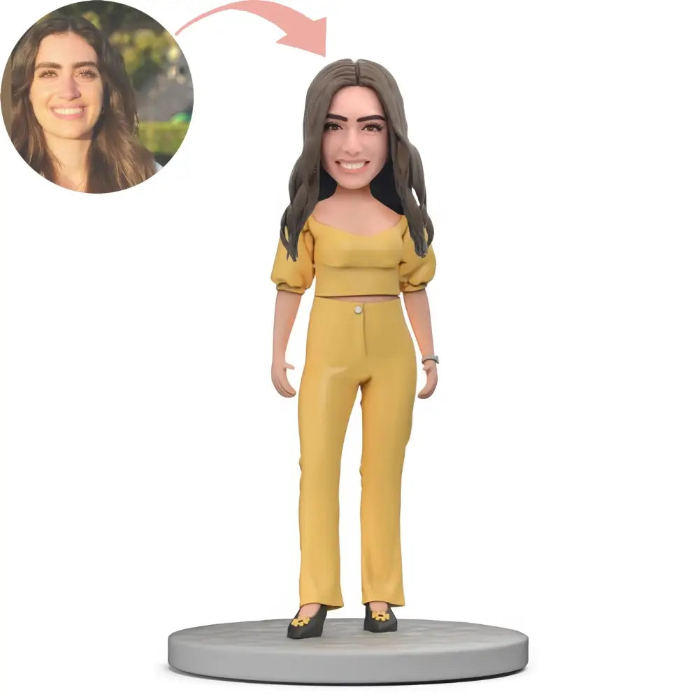 Custom Yellow Suit Fashion Female Boss Bobblehead